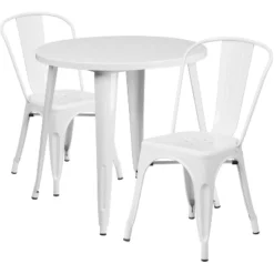 Flash Furniture Commercial Grade 30" Round Metal Indoor-Outdoor Table Set With 2 Cafe Chairs 13 Flash Furniture Commercial Grade 30" Round Metal Indoor-Outdoor Table Set With 2 Cafe Chairs -Sunnydaze Decor Store GUEST fccc4c61 ae18 48c3 9313 651d2425f7c6