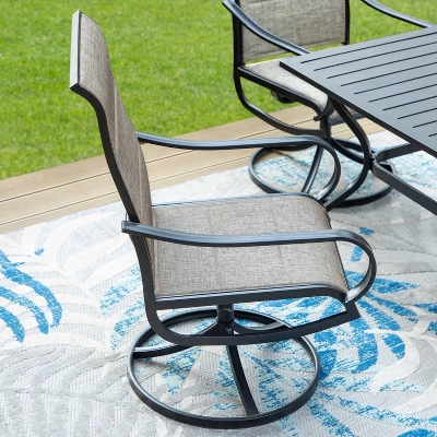 Patio Set With Steel Table With 1.57" Umbrella Hole & 360 Swivel Sling Arm Chairs - Captiva Designs 2 Patio Set With Steel Table With 1.57" Umbrella Hole & 360 Swivel Sling Arm Chairs - Captiva Designs - Image 2