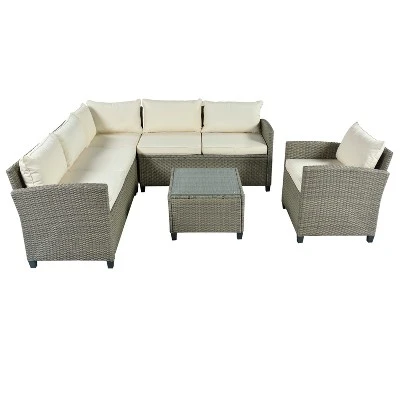 5-Piece Outdoor Conversation Set With Coffee Table, Cushions And Single Chair-ModernLuxe 3 5-Piece Outdoor Conversation Set With Coffee Table, Cushions And Single Chair-ModernLuxe - Image 3