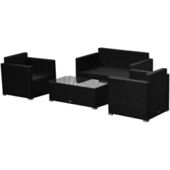 Outsunny 4-Piece Rattan Wicker Furniture Set, Outdoor Cushioned Conversation Furniture With 2 Chairs, Loveseat, And Glass Coffee Table 15 Outsunny 4-Piece Rattan Wicker Furniture Set, Outdoor Cushioned Conversation Furniture With 2 Chairs, Loveseat, And Glass Coffee Table -Sunnydaze Decor Store GUEST fe2eccca e660 41ef 9c1f 60e5faa0ff47