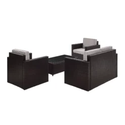 Palm Harbor 4pc Outdoor Wicker Conversation Set - Gray - Crosley 12 Palm Harbor 4pc Outdoor Wicker Conversation Set - Gray - Crosley -Sunnydaze Decor Store GUEST fe5b09c8 6b1c 4276 b6ba 2153db2f5b42