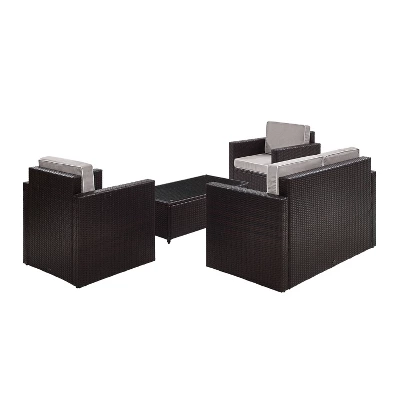 Palm Harbor 4pc Outdoor Wicker Conversation Set - Gray - Crosley 5 Palm Harbor 4pc Outdoor Wicker Conversation Set - Gray - Crosley - Image 5