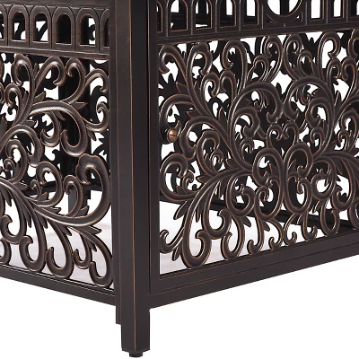 5pc Outdoor Dining Set With 48" Rectangle Fire Table & Deep Seating Swivel Rocking Chairs, Wind Blocker Lid & Covers - Oakland Living 7 5pc Outdoor Dining Set With 48" Rectangle Fire Table & Deep Seating Swivel Rocking Chairs, Wind Blocker Lid & Covers - Oakland Living - Image 7