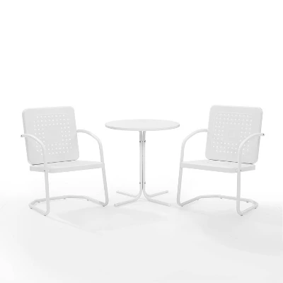 Bates 3pc Outdoor Bistro Set With Table & 2 Chairs - White - Crosley 1 Bates 3pc Outdoor Bistro Set With Table & 2 Chairs - White - Crosley
