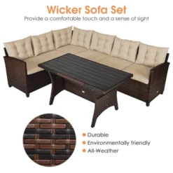 Costway 3PCS Rattan Dining Set Patio Furniture 6 Seats Sofa Cushioned 14 Costway 3PCS Rattan Dining Set Patio Furniture 6 Seats Sofa Cushioned -Sunnydaze Decor Store GUEST fede2fc1 6443 4161 b749 e4696e54f5a9