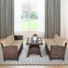 Costway 3PCS Rattan Dining Set Patio Furniture 6 Seats Sofa Cushioned
