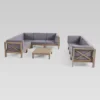 Brava 9pc Acacia Sectional Sofa & Table Set - Christopher Knight Home