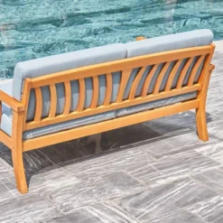 Kapalua Honey Nautical Eucalyptus Wooden Outdoor Sofa Bench With Cushion - Vifah 7 Kapalua Honey Nautical Eucalyptus Wooden Outdoor Sofa Bench With Cushion - Vifah -Sunnydaze Decor Store GUEST ff8aece0 122a 4a38 9028 b52edbbb66b9