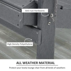 Outsunny 3 Piece Adirondack Chair Set Of 2, HDPE Folding Fire Pit Chairs And Patio Table, Outdoor Furniture With Slatted Seat, Dark Gray -Sunnydaze Decor Store GUEST ffef60b4 2edb 4c33 8afb f8fceef8b96a